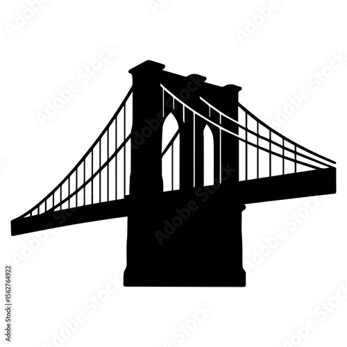 Brooklyn Bridge iconic suspension bridge in New York City on transparent background
