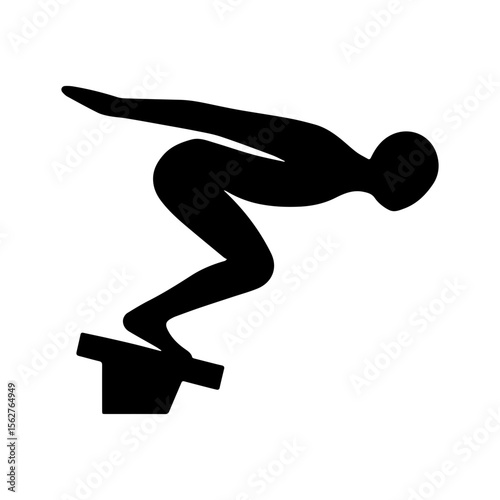 Swimmer diving from blocks ready to enter water on transparent background
