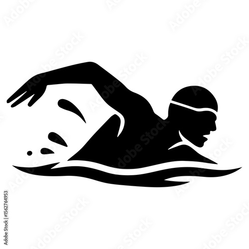 Swimmer swimming competition sports event in pool on transparent background
