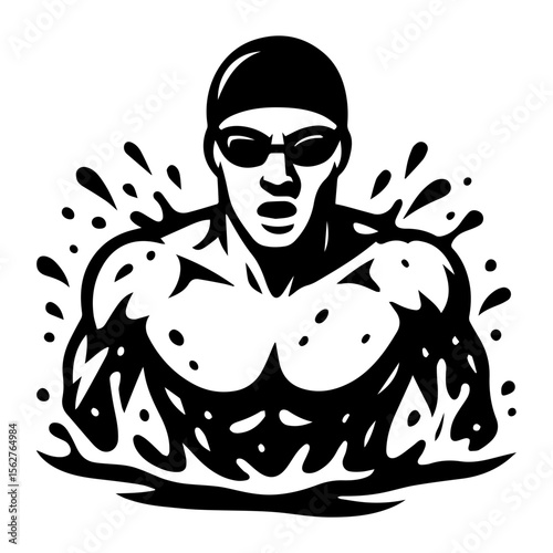Swimmer swimming competition sports event in pool on transparent background
