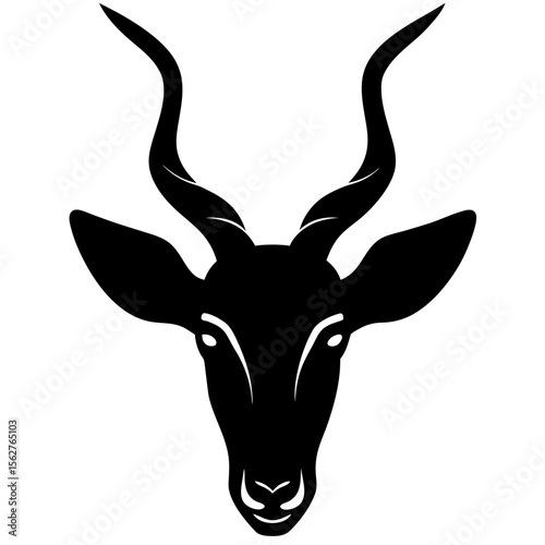 Stylized black silhouette of an antelope s head with curved horns