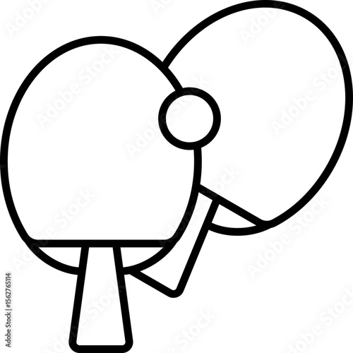 Black ping pong icon - outline