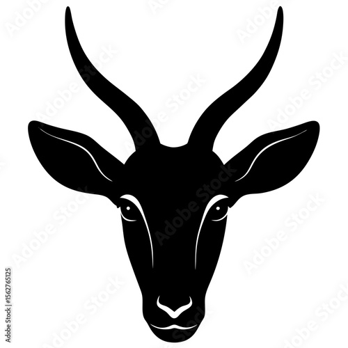 Stylized black silhouette of an antelope s head with curved horns