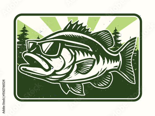 Cool Bass Fishing Badge Design, Ai generate