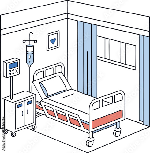 Vector illustration of hospital room interior