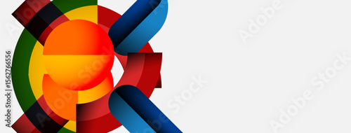 Abstract colorful design features overlapping shapes. Bright hues create dynamic visual impact, modern aesthetic.