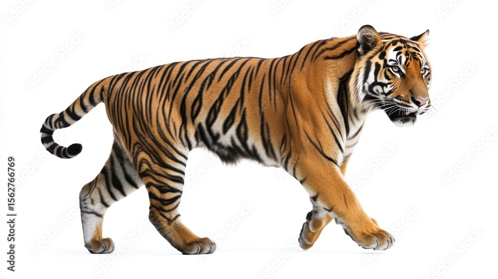 Obraz premium Tiger walking, isolated white background