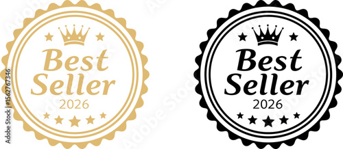 Best seller 2026 award badge in elegant gold and black design