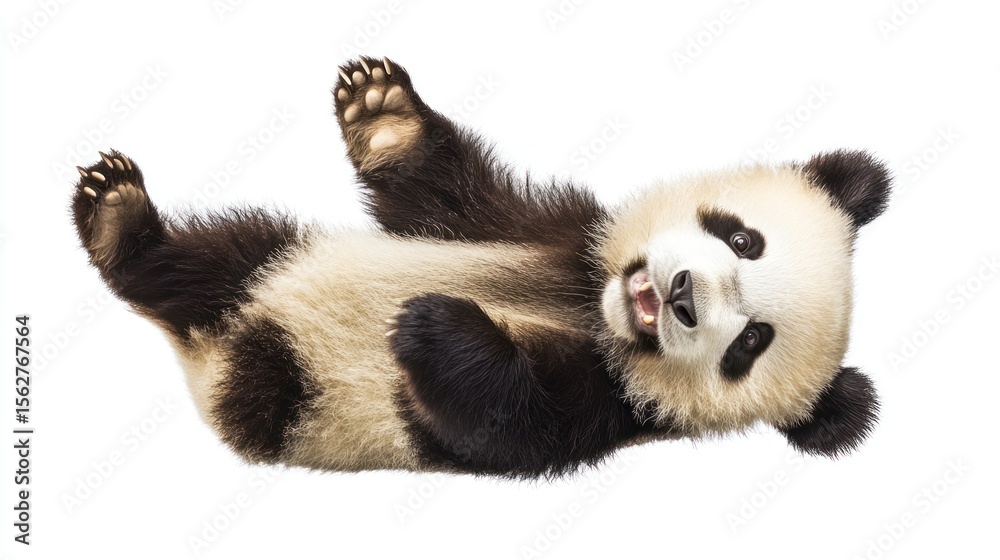 Obraz premium Playful panda cub, upside down