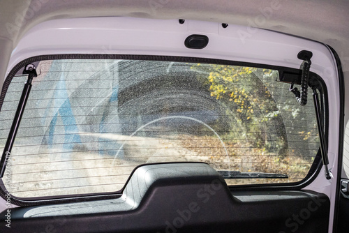 Dirty rear window of a car
