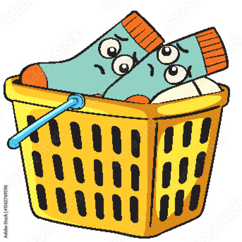 Playful Socks in a Laundry Basket Illustration