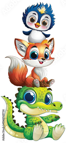 Adorable Animal Stack of Friendship