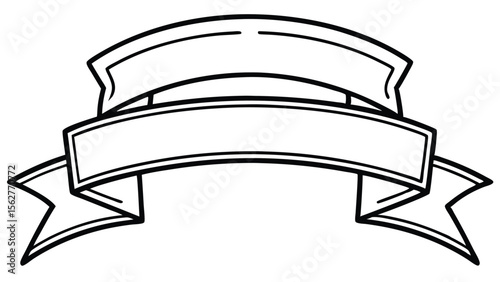 A simple black and white banner with two ribbons and space for text or a message design element here