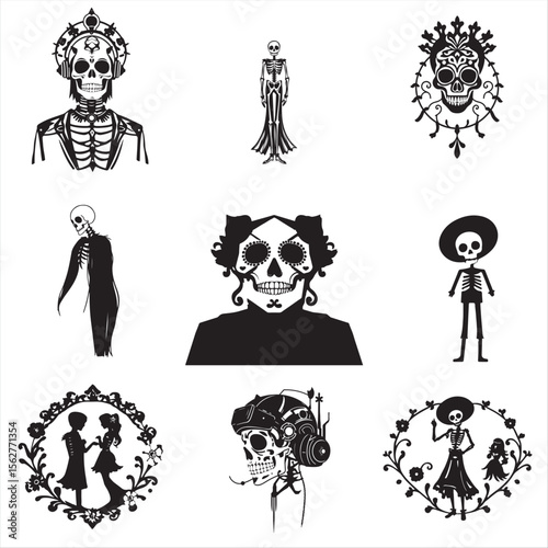 Set of Dia de Muertos vector bundle pack collection 