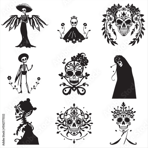 Set of Dia de Muertos vector bundle pack collection 