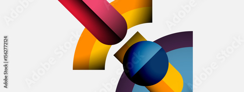 Abstract shapes overlap, creating vibrant color blends. Modern design features smooth gradients, dynamic composition. Minimalist aesthetic.