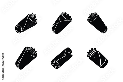 food wrap roll silhouette vector illustration