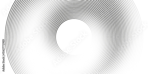 Blue abstract background with glowing circles. Swirl circular lines pattern. Geometric spiral. Twirl element. Modern graphic desi