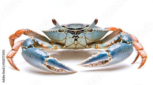 Blue crab centered on white