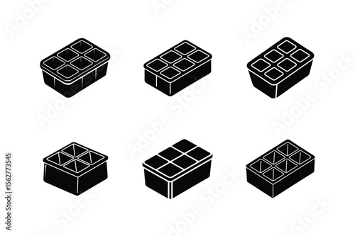 ice cube tray silhouette vector illustration