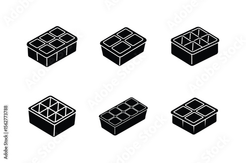 ice cube tray icon silhouette vector illustration