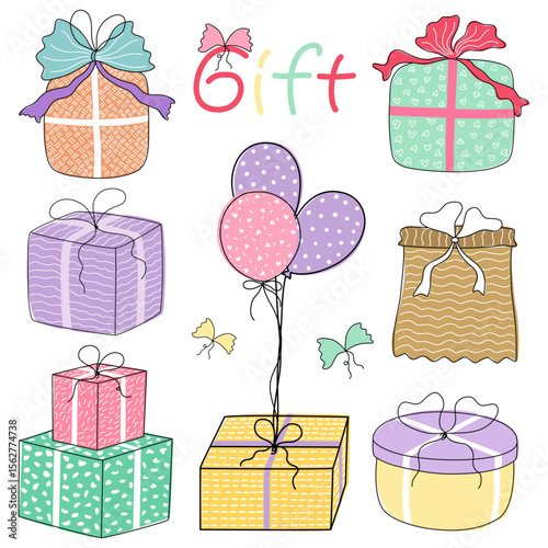 A collection of graphic gift designs, for design and decoration. Can be used in many ways such as stickers, scrapbooks, paper patterns, Christmas cards, crafts, gifts, and many more.