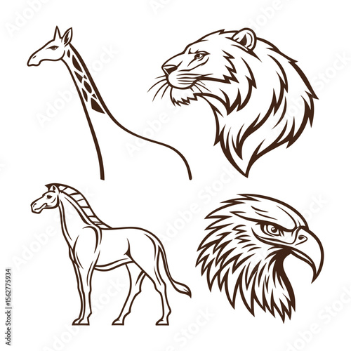 Animal silhouette collection. Set of black animal silhouette. Animal icons. Mammal, fish, insects, birds, reptiles silhouette collection. Wild, domestic animals icons