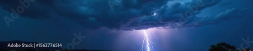 Dramatic Lightning Storm Heavy Rain and Brooding Clouds Illuminate the Night Sky