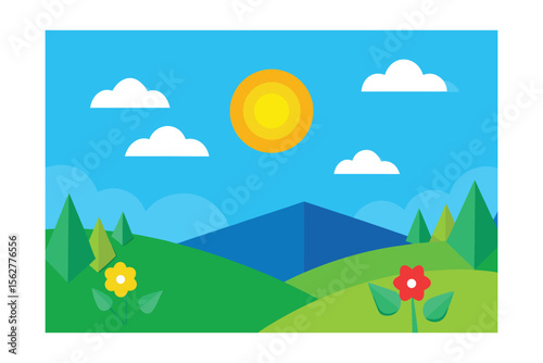 summer landscape green field scene