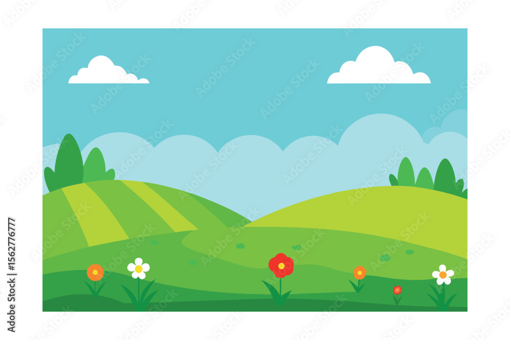 Fototapeta premium green field summer landscape countryside view