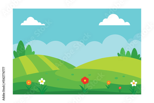 green field summer landscape countryside view