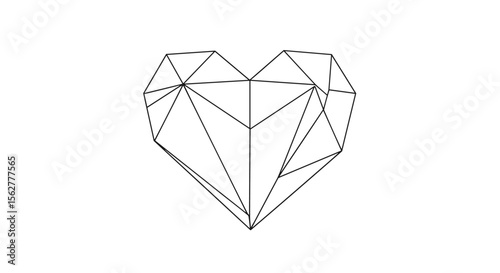 An abstract geometric heart shape formed by intersecting lines creating a modern and artistic design