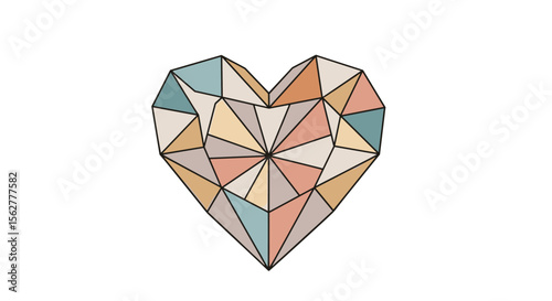 Geometric heart design reflecting love compassion and inner strength with abstract artistic elements