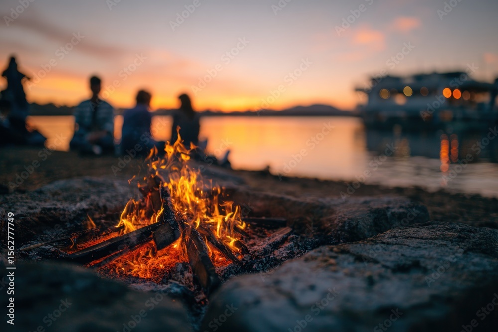 Fototapeta premium Campfire at sunset
