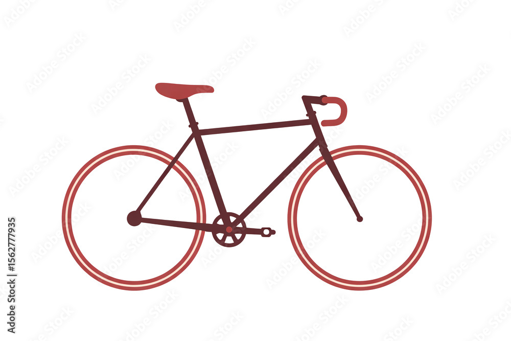 Obraz premium Elegant maroon bicycle illustration against a black backdrop showcasing minimalist design and transportation icon, ideal for sport and fitness themes, transparent background