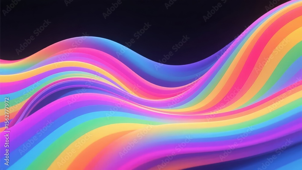 Fototapeta premium Vibrant Rainbow Waves Flowing Across a Dark Background