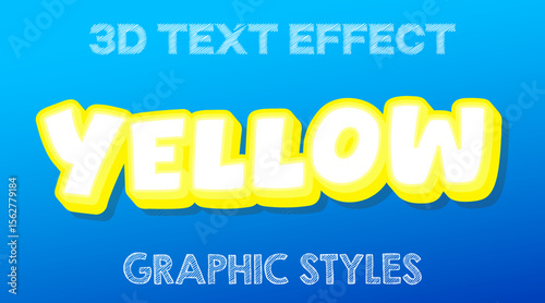 Editable 3D Yellow Text Style, Typography Effect