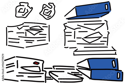 オフィスの山積みの書類のベクターアイコン