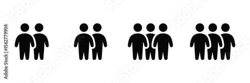People group icons. small, medium and large group symbol set vector illustration. 