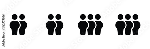 People group icons. small, medium and large group symbol set vector illustration. 