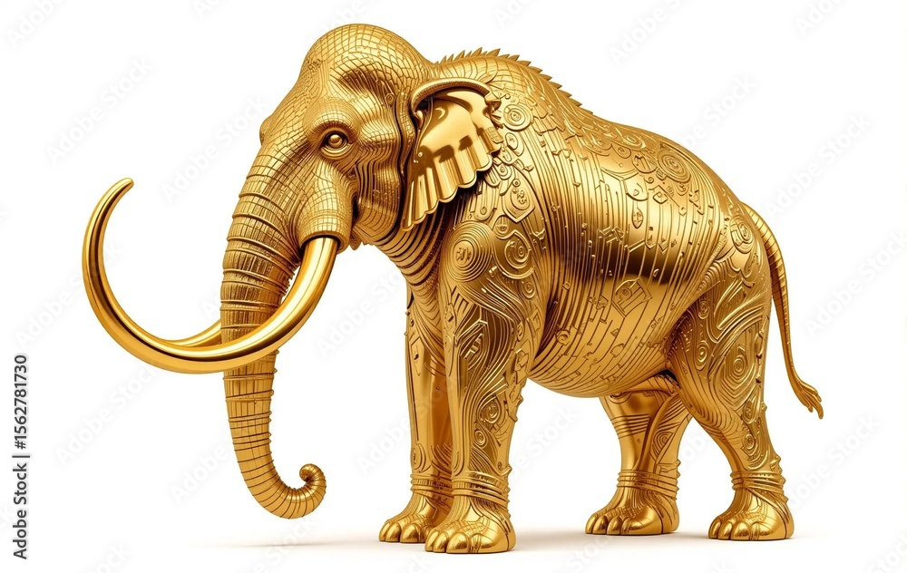 Fototapeta premium Gold Mammoth, Animal, Banner Texture Advertising Poster