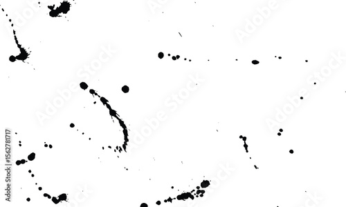 Abstract black paint splatters on white background. Random messy ink stains and drops in grunge style. Perfect vector texture for artistic designs, modern graphics and creative projects in EPS/PNG