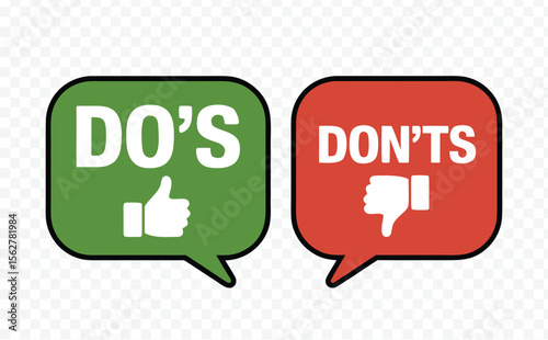 Do's and Don'ts Speech Bubbles - Thumbs Up and Down Icons for Guidelines