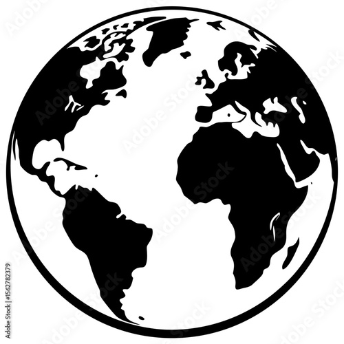 Black and White Earth Silhouette Vector