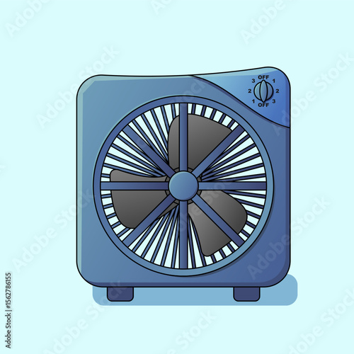 Cartoon Style Electric Box Fan with Speed Control Knob