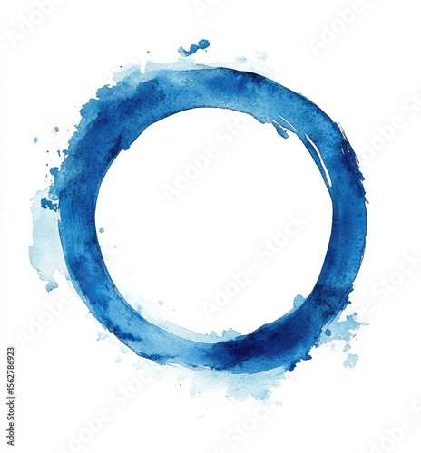 Indigo watercolor circle frame
