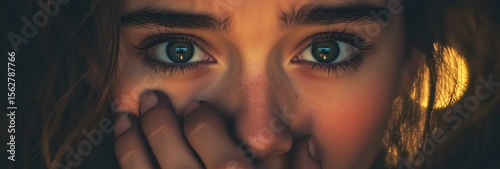 Emotive Close-Up of Woman's Eyes in Dim Light Sequence 
