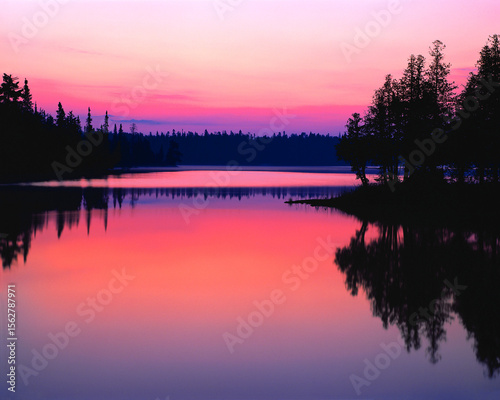 Predawn sunrise Bisk Lake Quetico Provincial Park Ontario Canada  photo