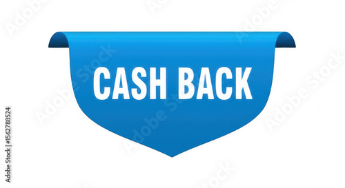 Blue Cash Back Banner Ribbon Icon Isolated on Transparent PNG Background
