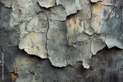 Cracked, peeling paint on weathered wall